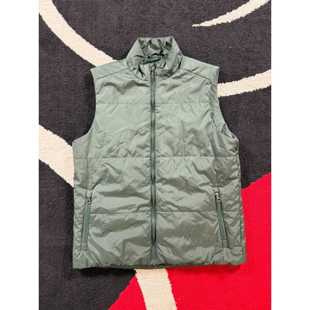 Quince Vest Mens Small Green Puffer Insulated Lightweight Hybrid Full Zip Casual